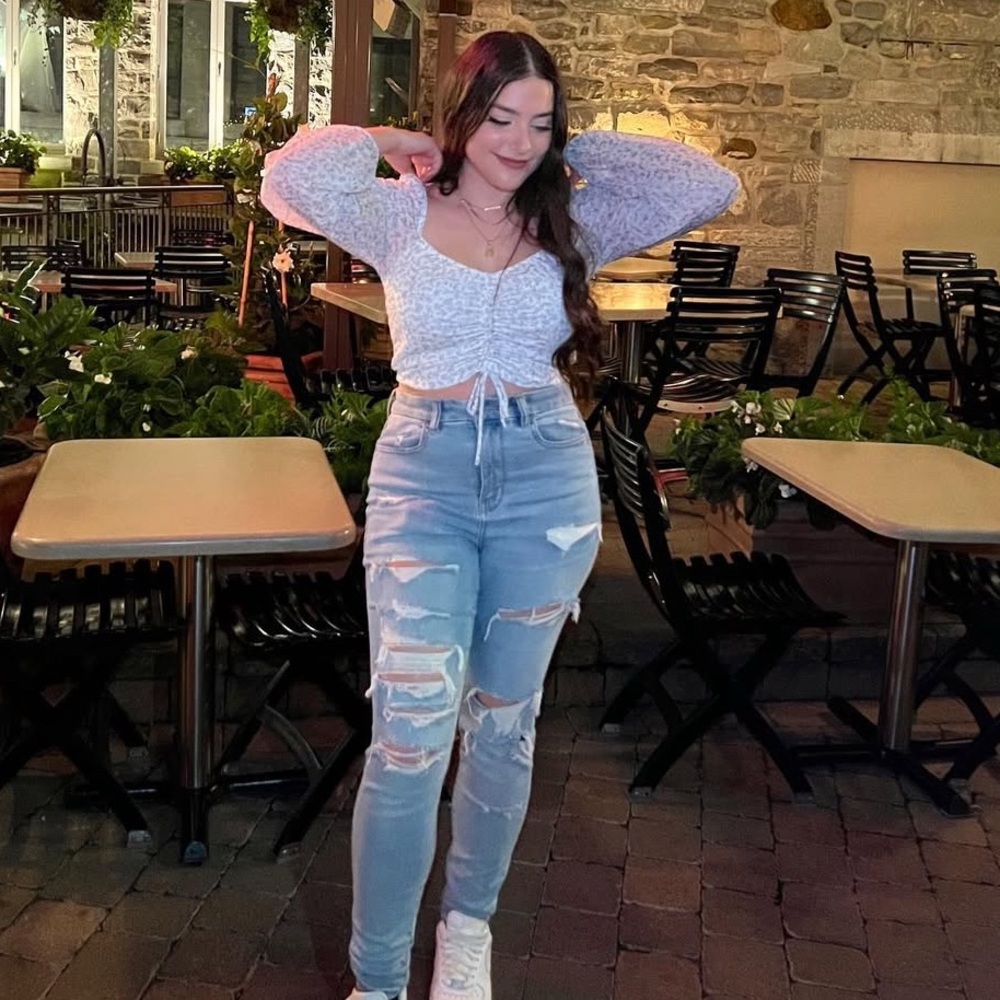 Floral Ruched White Blouse